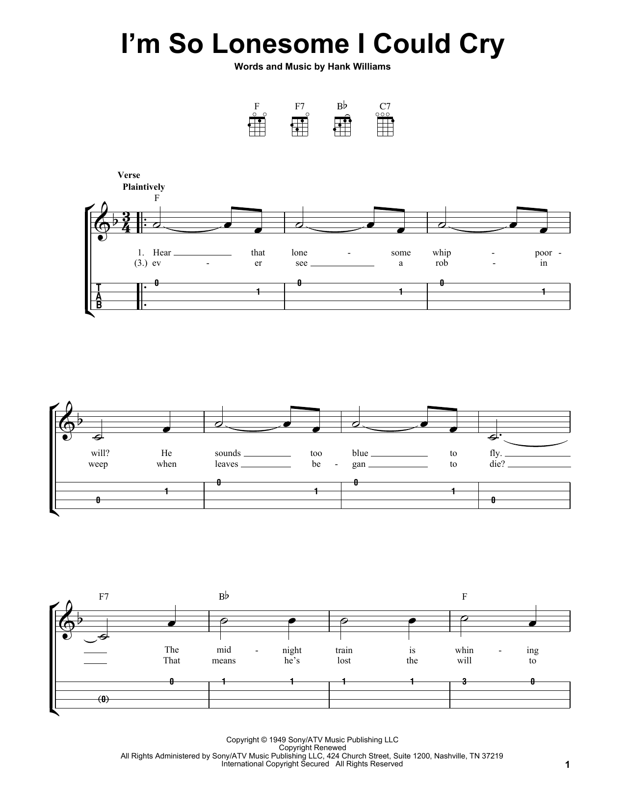 Product gallery: Page 1 of 1 I'm So Lonesome I Could Cry, Hank Williams