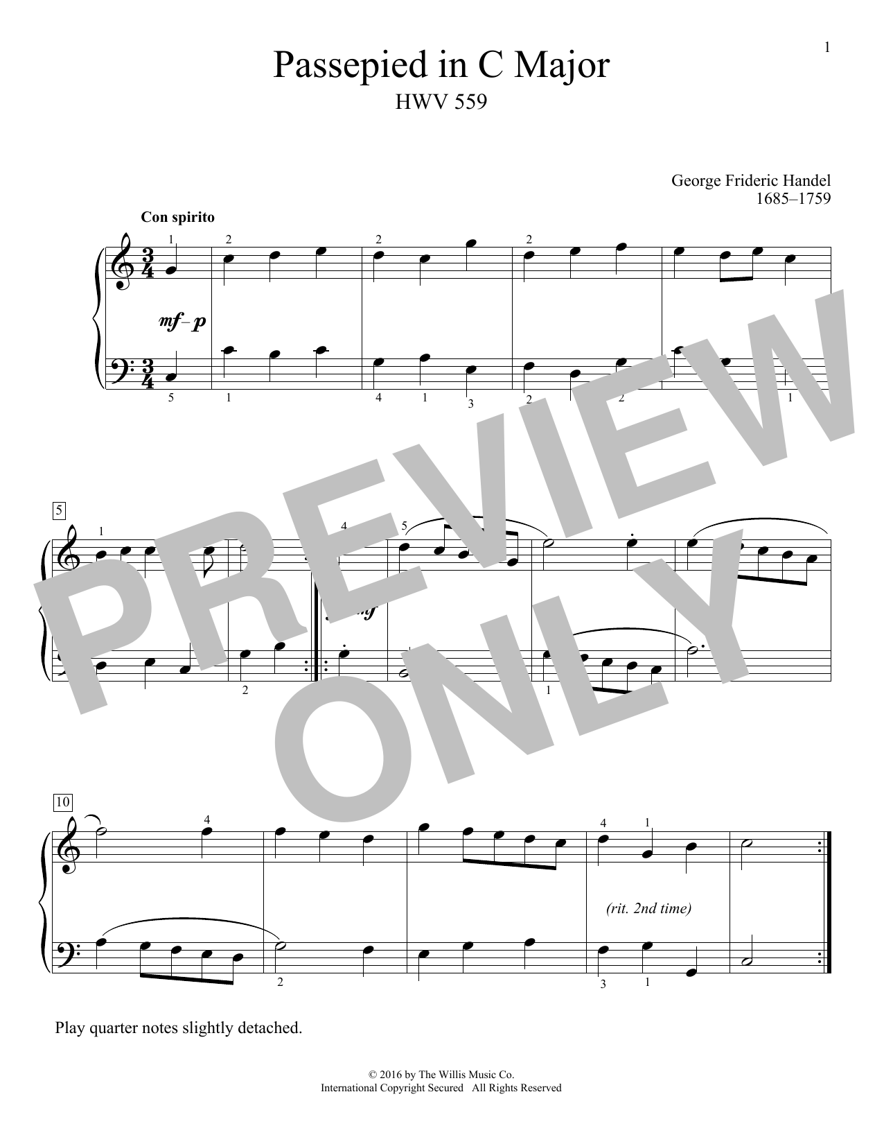 Product picture to: Passepied In C Major, HWV 559