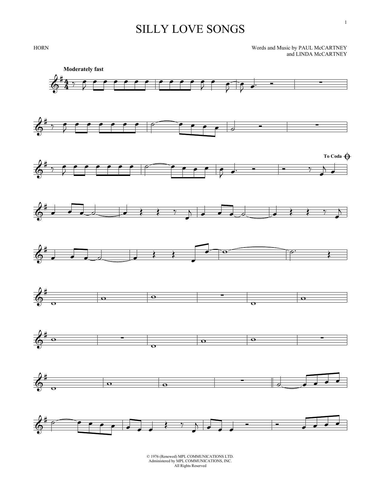 Produktgalerie: Seite 1 von 1 Silly Love Songs, Paul McCartney, Horn