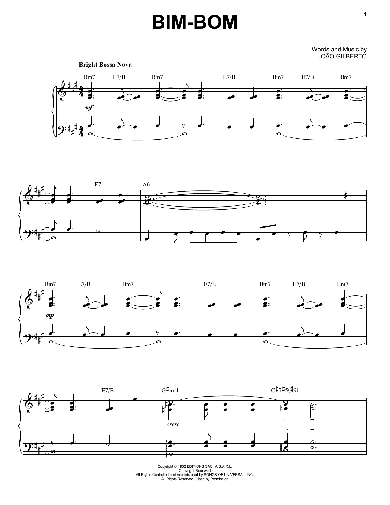 Product gallery: Page 1 of 1 Bim-Bom [Jazz version] (arr. Brent Edstrom), Joao Gilberto