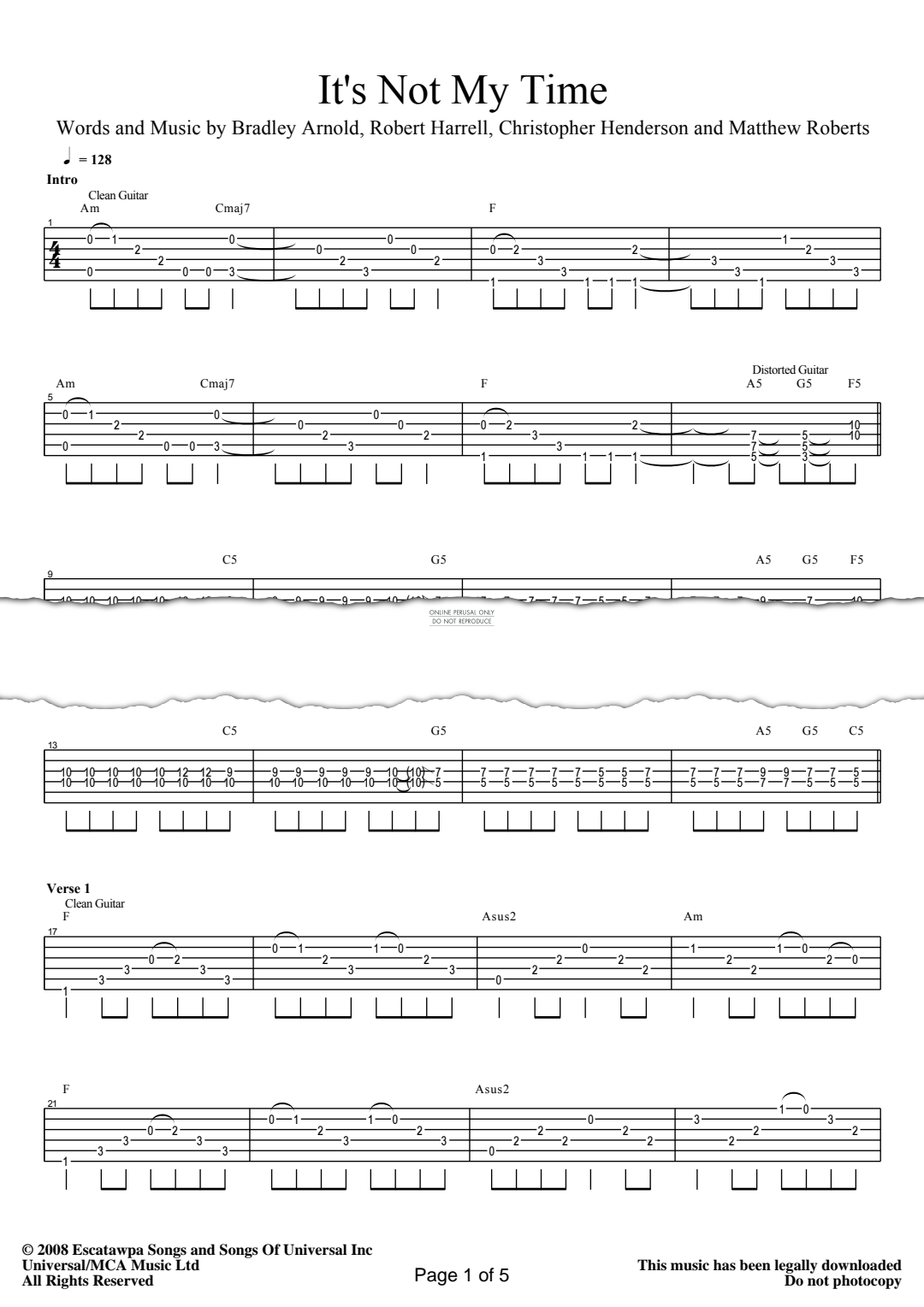 Product gallery: Page 1 of 1 It's Not My Time, 3 Doors Down