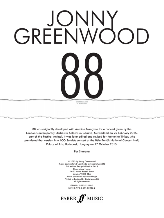 Produktgalerie: Seite 1 von 1 88 (No.1), Jonny Greenwood, Klavier