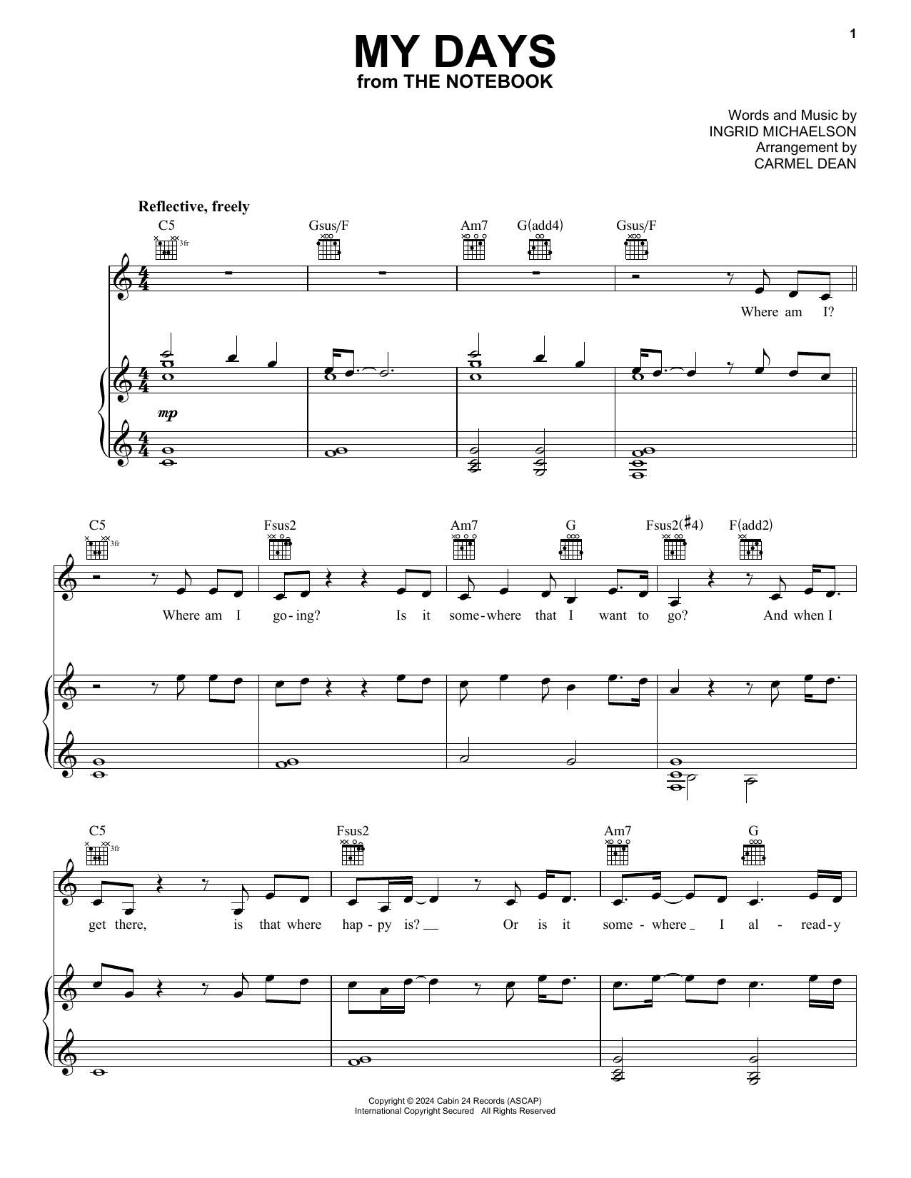 Produktbild zu:  My Days (from The Notebook) - Ingrid Michaelson