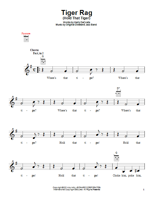 Product gallery: Page 1 of 1 Tiger Rag (Hold That Tiger), Original Dixieland Jazz Band