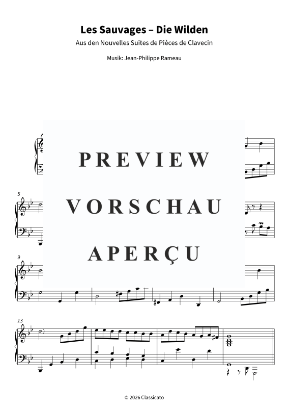 gallery: Les Sauvages - Die Wilden - Aus den Nouvelles Suites de Pièces de Clavecin - Originalfassung für Klavier, , Klavier Solo