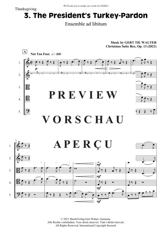 gallery: The President´s Turkey-Pardon (Flexibles Quintett) , ,  (Stimmen in C, B, G, F, Es)