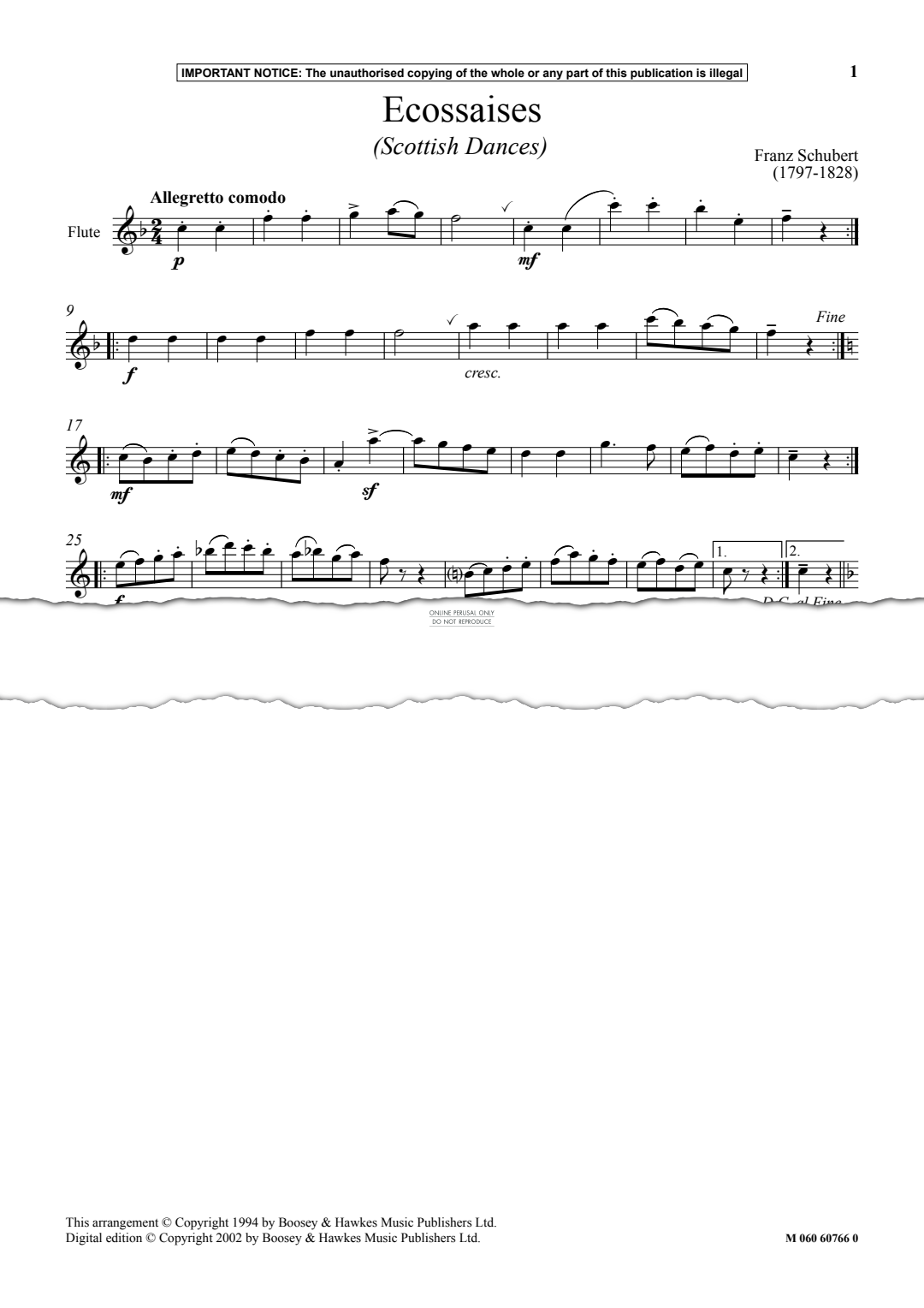 Produktgalerie: Seite 1 von 1 Ecossaises (Scottish Dances), Franz Schubert, Flöte