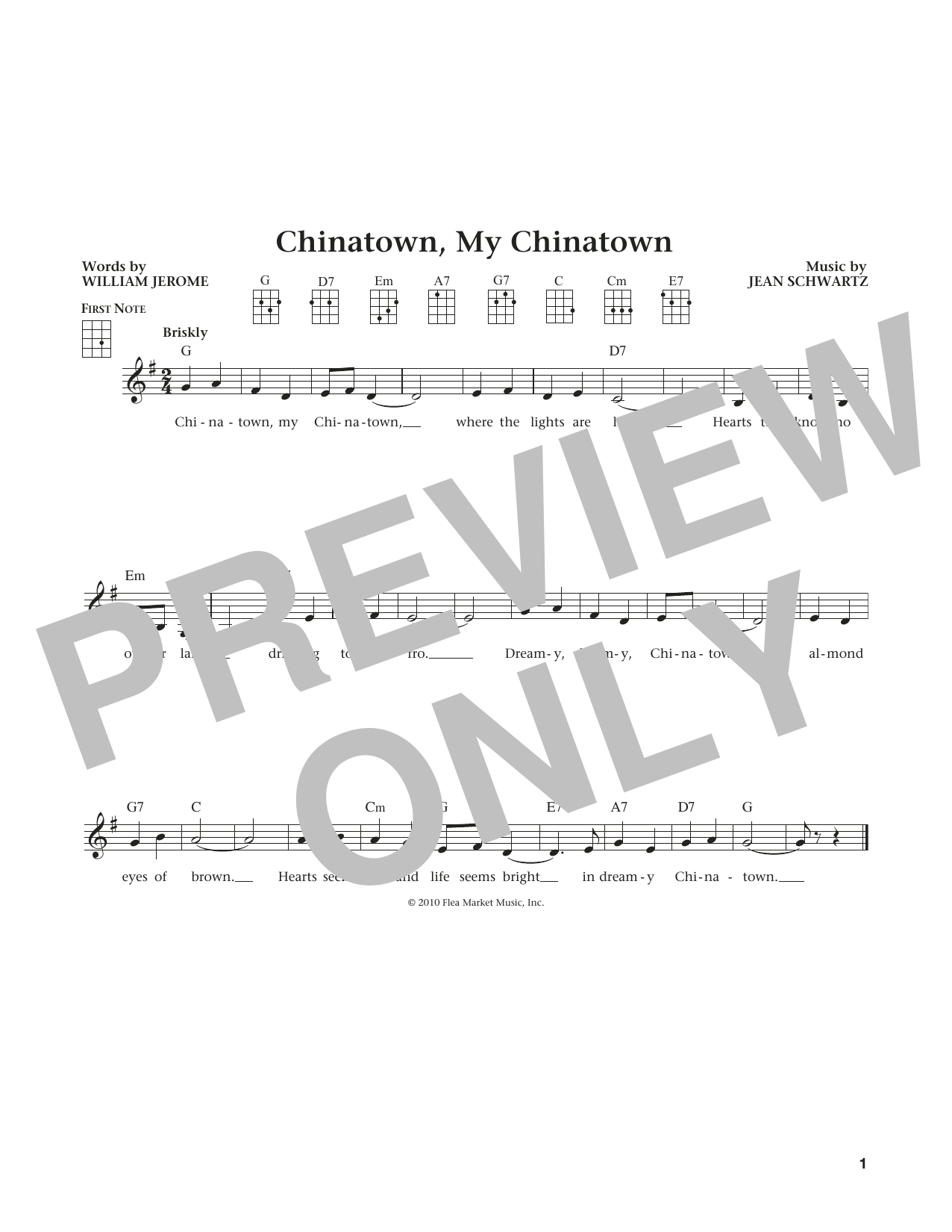 Product gallery: Page 1 of 1 Chinatown, My Chinatown (from The Daily Ukulele) (arr. Liz and Jim Beloff), William Jerome