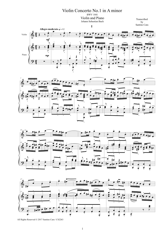 Produktbild zu: Violin Konzert Nr. 1 A-Moll BWV 1041Johann Sebastian Bach