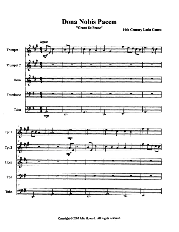 Produktgalerie: Seite 1 von 11 Dona Nobis Pacem - Kanon 16. Jahrhundert, , Blechbläser Quintett