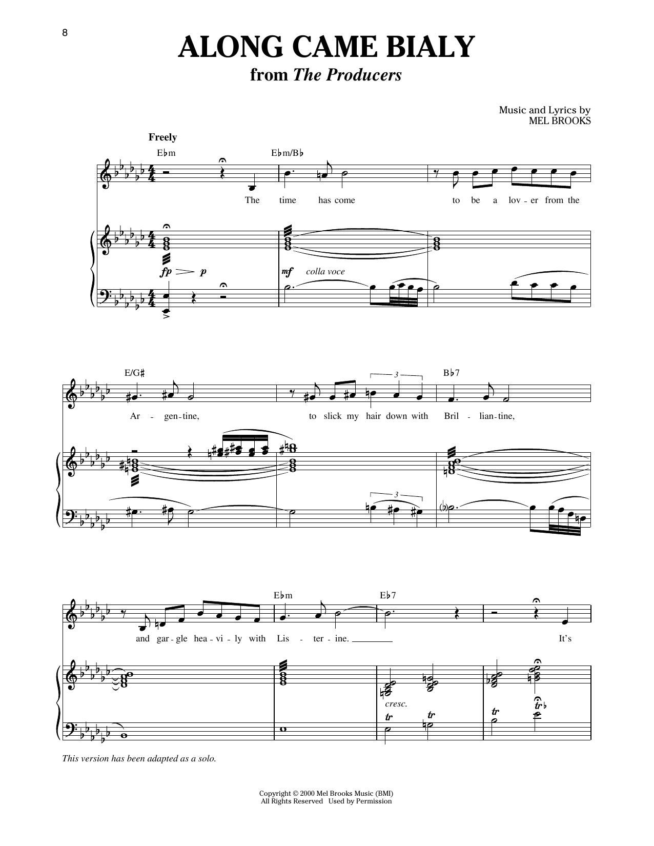 Produktgalerie: Seite 1 von 1 Along Came Bialy (from The Producers), Mel Brooks, Gesang, Klavier