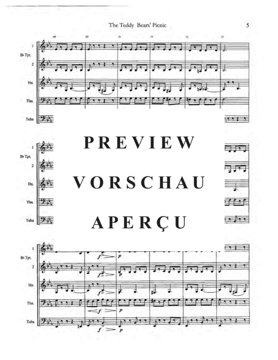 Produktgalerie: Seite 9 von 21 The Teddy Bear´s Picnic , , (Blechbläser Quintett)