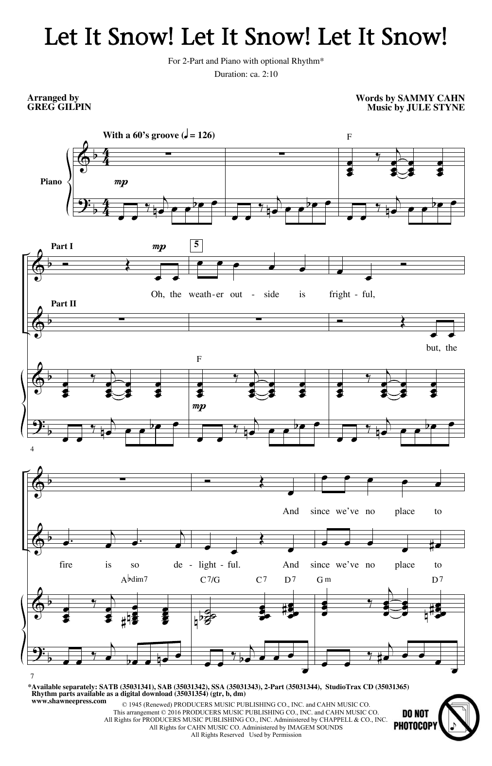 Product gallery: Page 1 of 1 Let It Snow! Let It Snow! Let It Snow! (arr. Greg Gilpin), Jule Styne