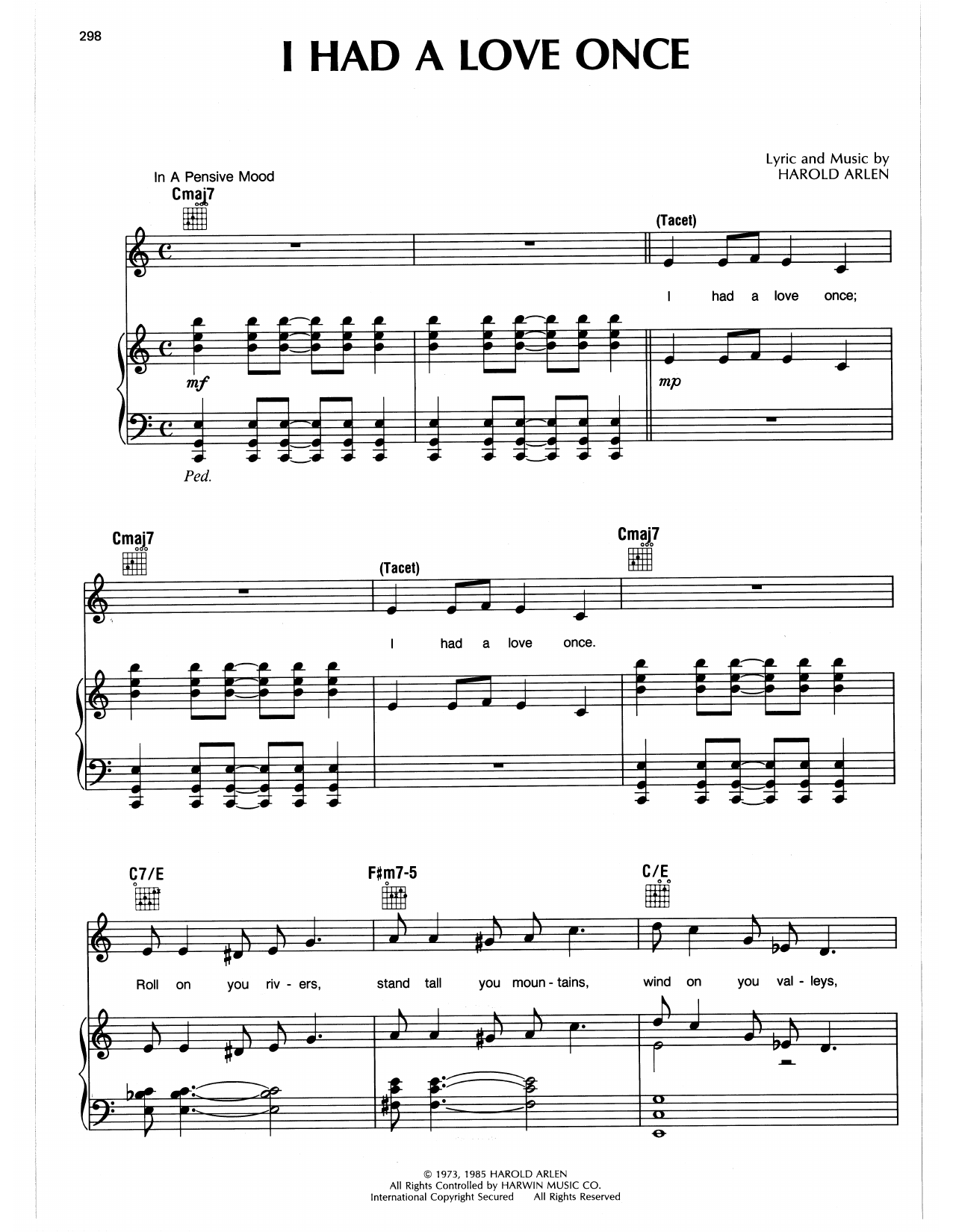 Produktgalerie: Seite 1 von 1 I Had A Love Once, Harold Arlen, Gesang, Gitarre, Klavier