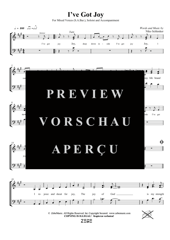 gallery: I´ve Got Joy, , Gemischter Chor SAM/Solo opt. und Klavier