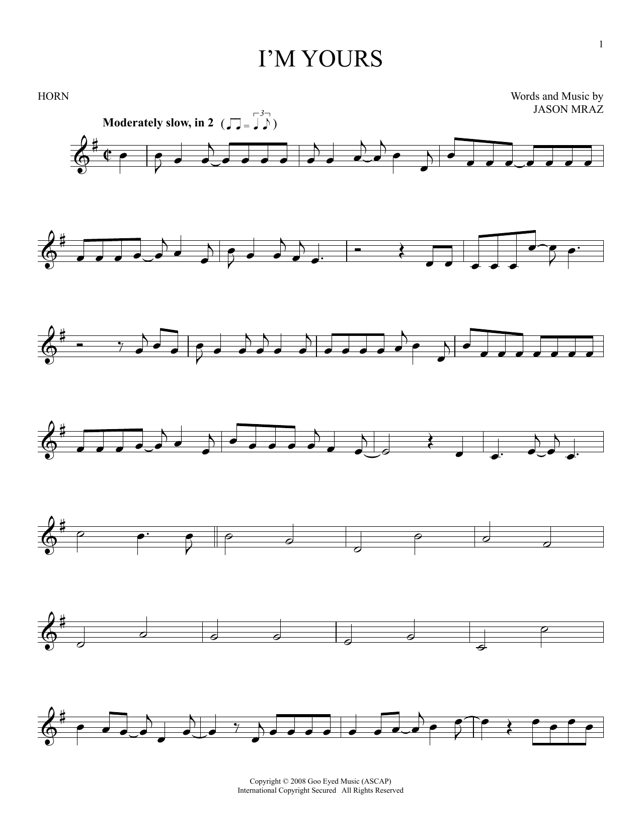 Produktgalerie: Seite 1 von 1 I'm Yours, Jason Mraz, Horn