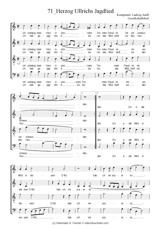 Produktbild zu: Herzog Ullrichs Jagdlied Ludwig Senfl Gesellschaftslied