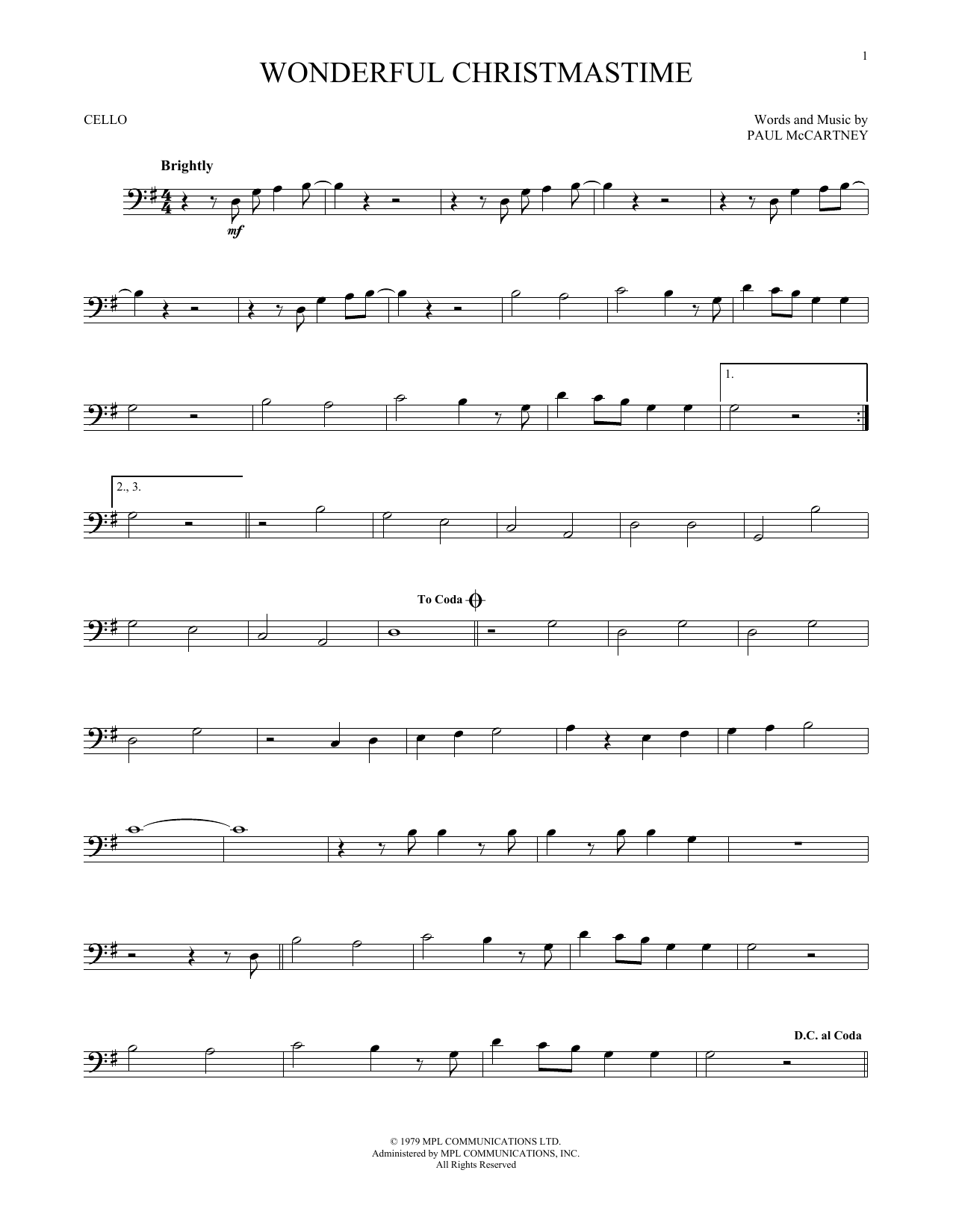 Produktgalerie: Seite 1 von 1 Wonderful Christmastime, Paul McCartney, Violoncello