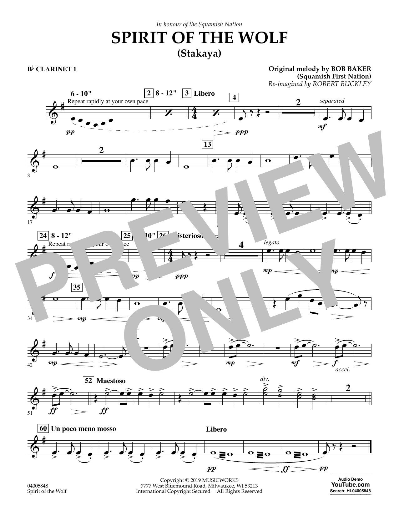 Product picture to: Spirit of the Wolf (Stakaya) - Bb Clarinet 1