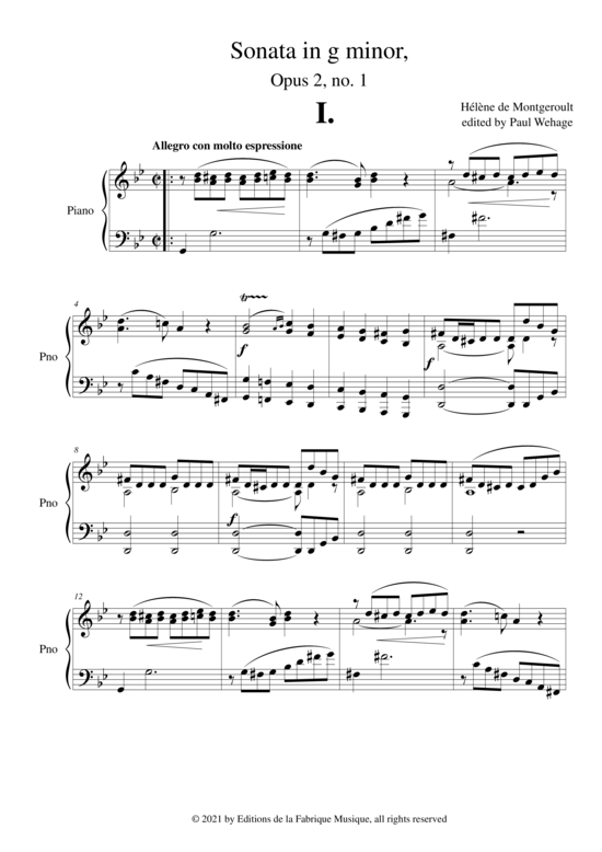 Product picture to: Sonata in g minor, Opus 2 no. 1 Hélène de Montgeroult