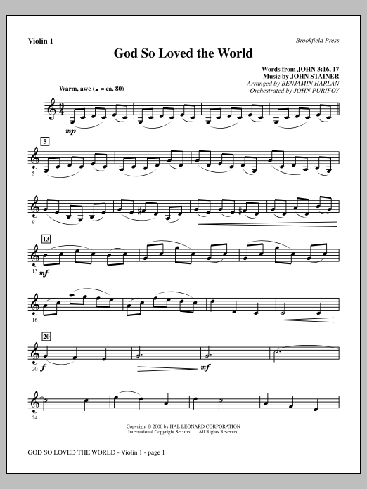 Produktbild zu: God So Loved The World Chamber Orchestra - Violin 1