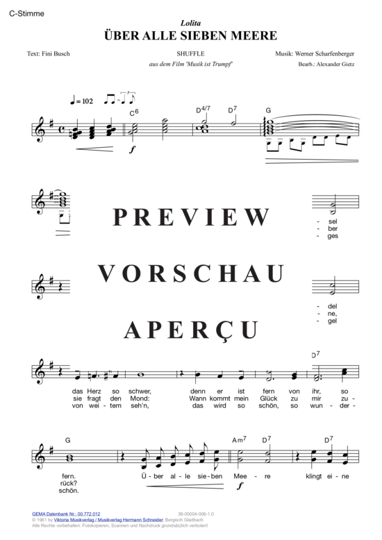 Produktgalerie: Seite 3 von 11 Über alle sieben Meere , Lolita, (Melodie-Stimmen in C/B/Es)
