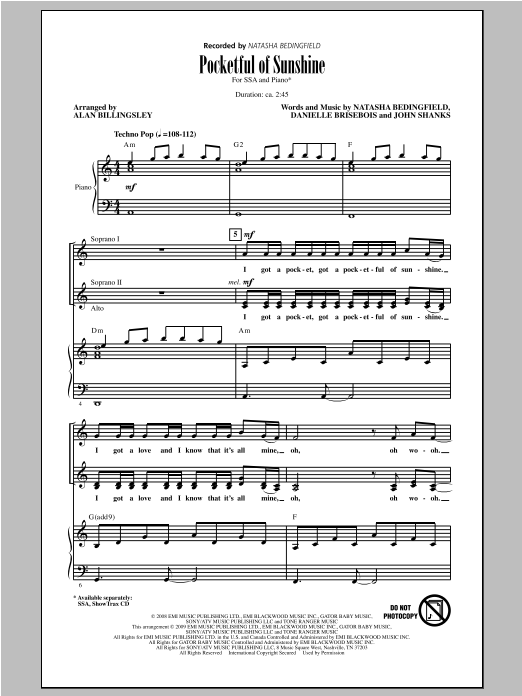 Produktgalerie: Seite 1 von 1 Pocketful Of Sunshine, Natasha Bedingfield, Chor