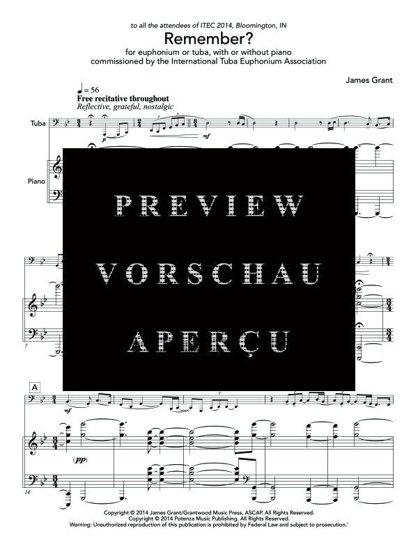 Product gallery: Page 5 of 11 Remember?, , (Euphonium solo piano opt.)