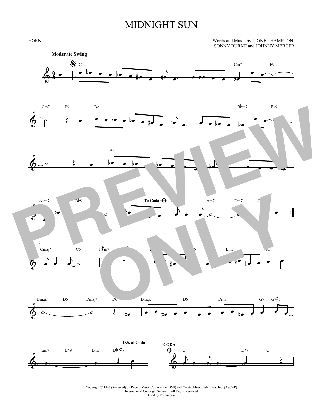 Produktgalerie: Seite 1 von 1 Midnight Sun, Johnny Mercer, Horn