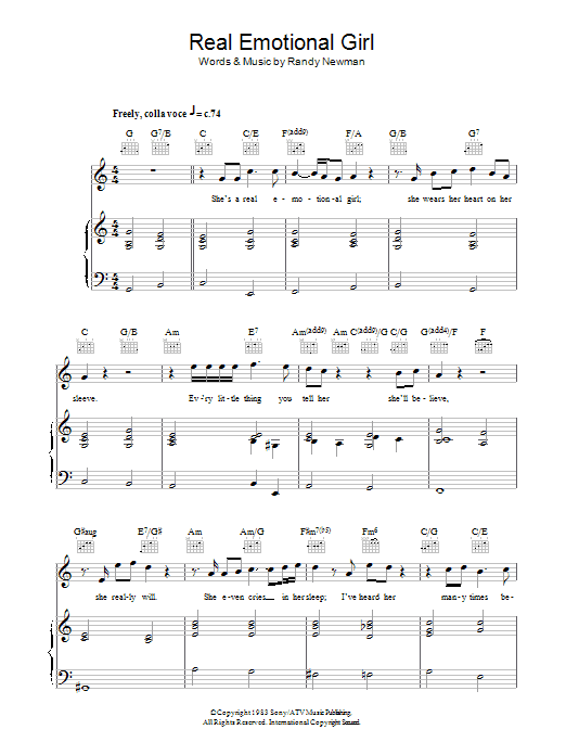 Product picture to:  Real Emotional Girl - Randy Newman