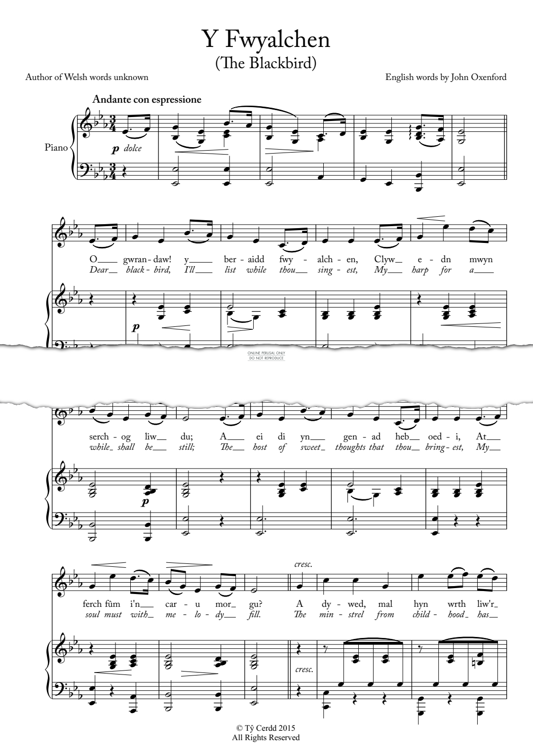 Produktgalerie: Seite 1 von 1 Y Fwyalchen, , Gesang, Klavier