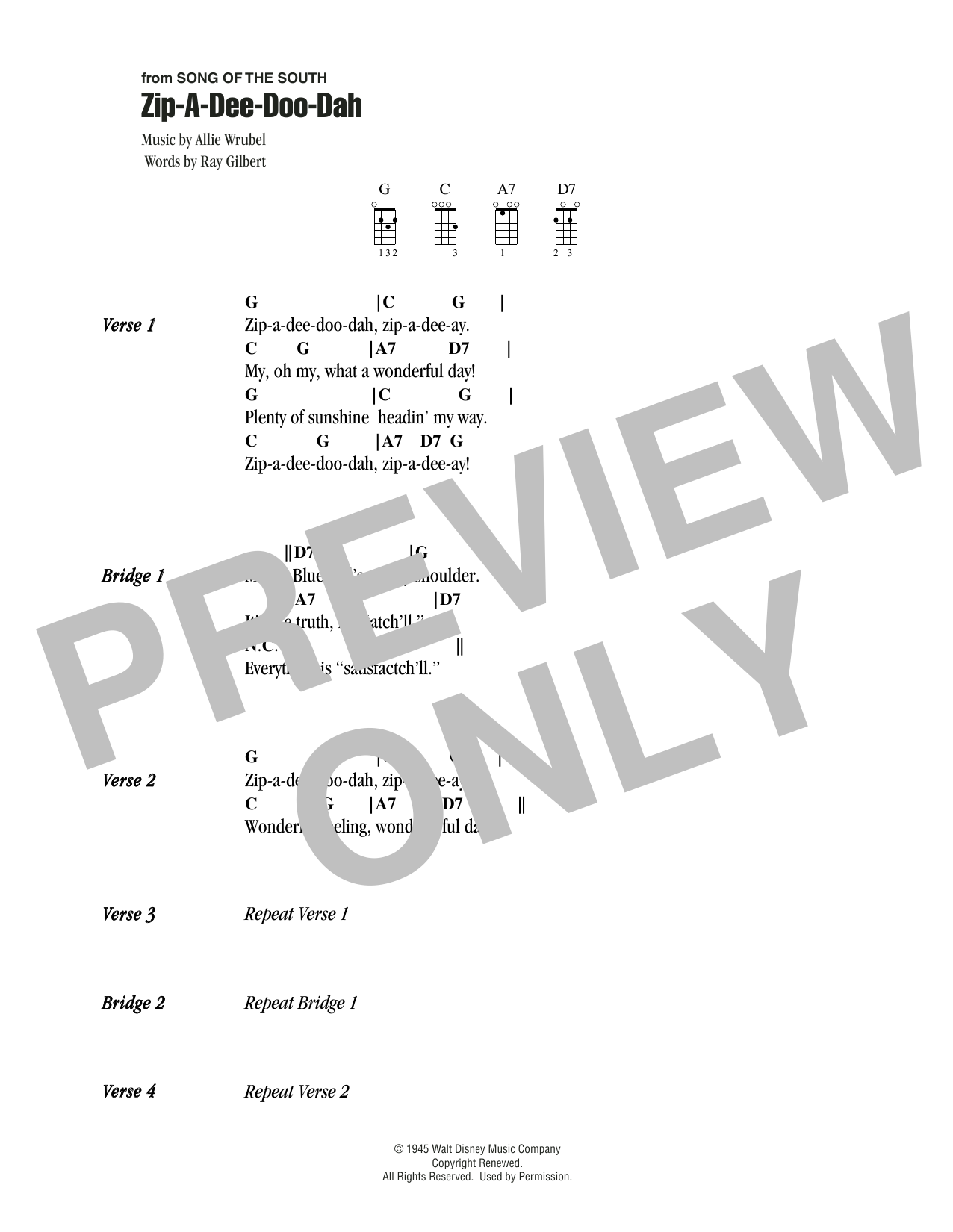 Product gallery: Page 1 of 1 Zip-A-Dee-Doo-Dah, Allie Wrubel
