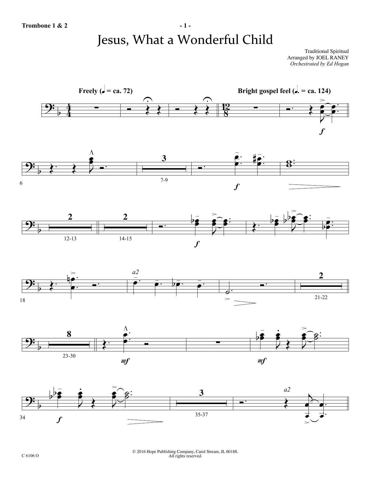 Product picture to: Jesus, What a Wonderful Child - Trombone 1 & 2