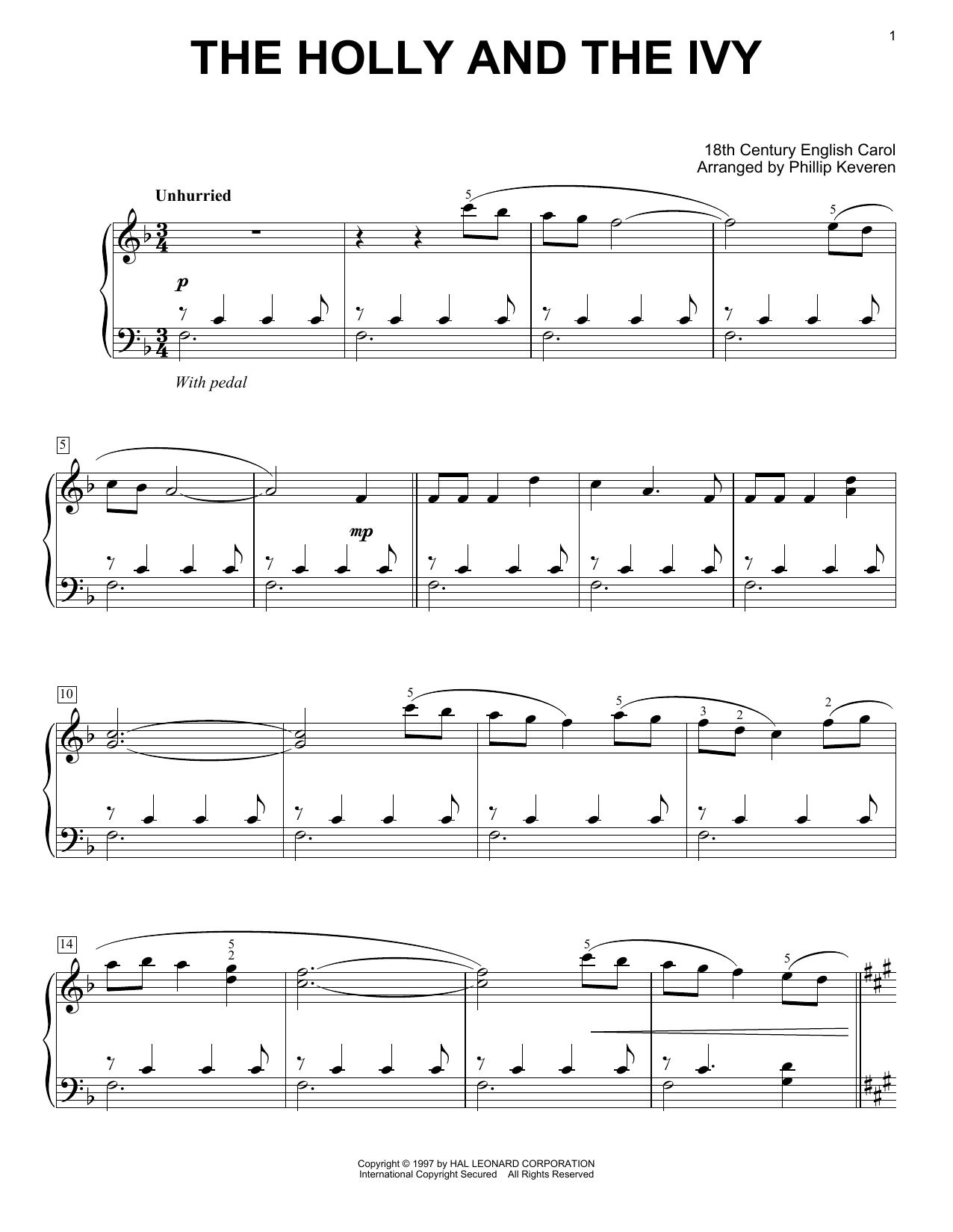 Produktgalerie: Seite 1 von 1 The Holly And The Ivy (arr. Phillip Keveren), 18th Century English Carol, Klavier