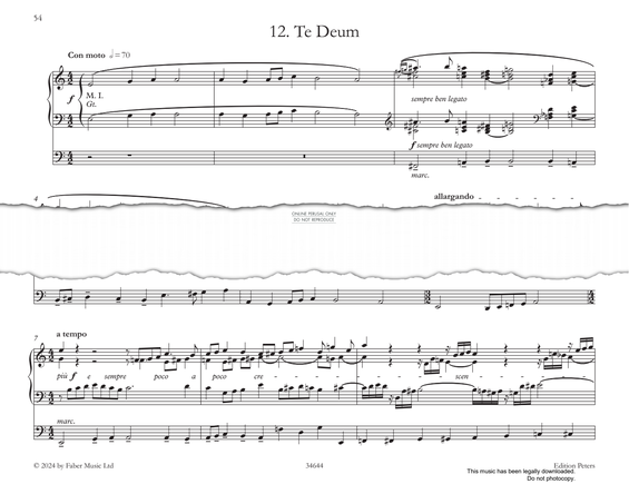 Product gallery: Page 1 of 1 Te Deum (from 'Twelve Pieces' Op.59, Vol II), Max Reger