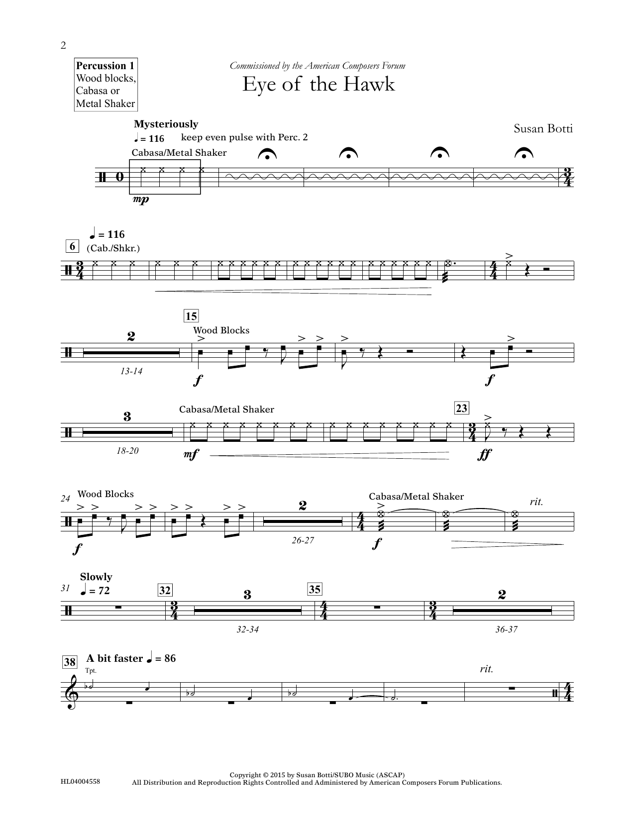 Produktgalerie: Seite 1 von 1 Eye of the Hawk - Percussion 1, Susan Botti, Ensemble