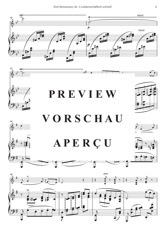 gallery: Drei Romanzen, Nr. 3 Leidenschaftlich schnell - op. 22 III, Joseph Joachim freundschaftlichst gewidmet , , (Violine + Klavier)