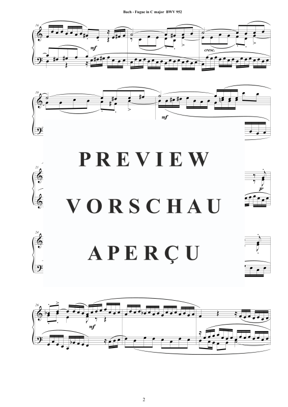Product gallery: Page 3 of 4 Fuge in C-Dur BWV 952, , Solo Piano