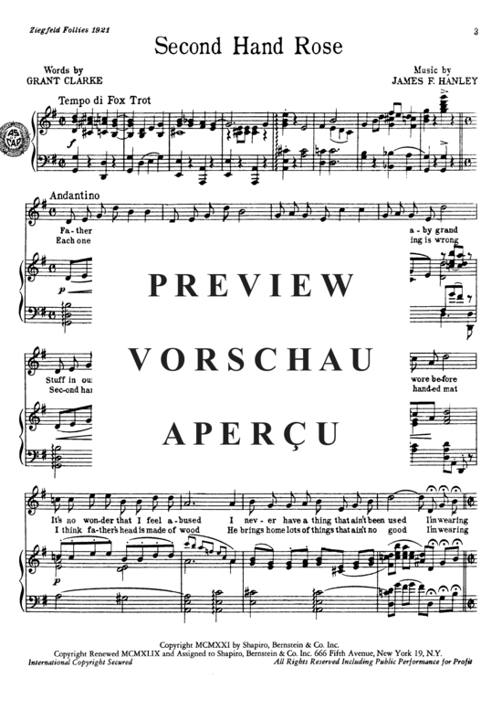 Produktgalerie: Seite 3 von 8 Second Hand Rose , Popular Standard, Klavier und Gesang