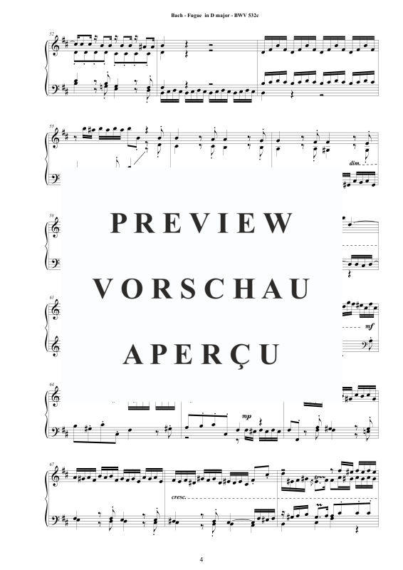 Produktgalerie: Seite 5 von 9 Fuge in D-Dur BWV 532c - Piano Version, , Klavier Solo