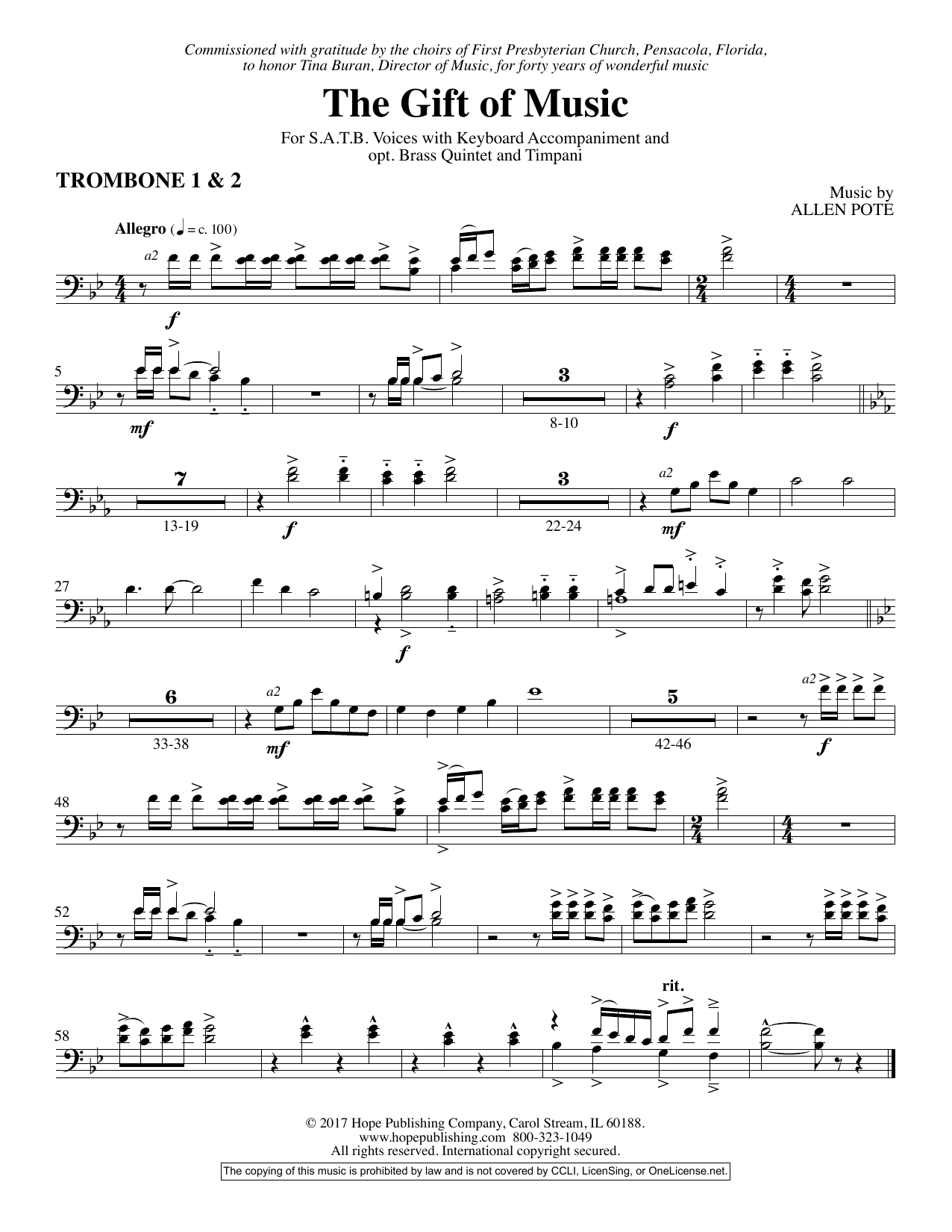 Product picture to: The Gift Of Music - Trombone 1 & 2