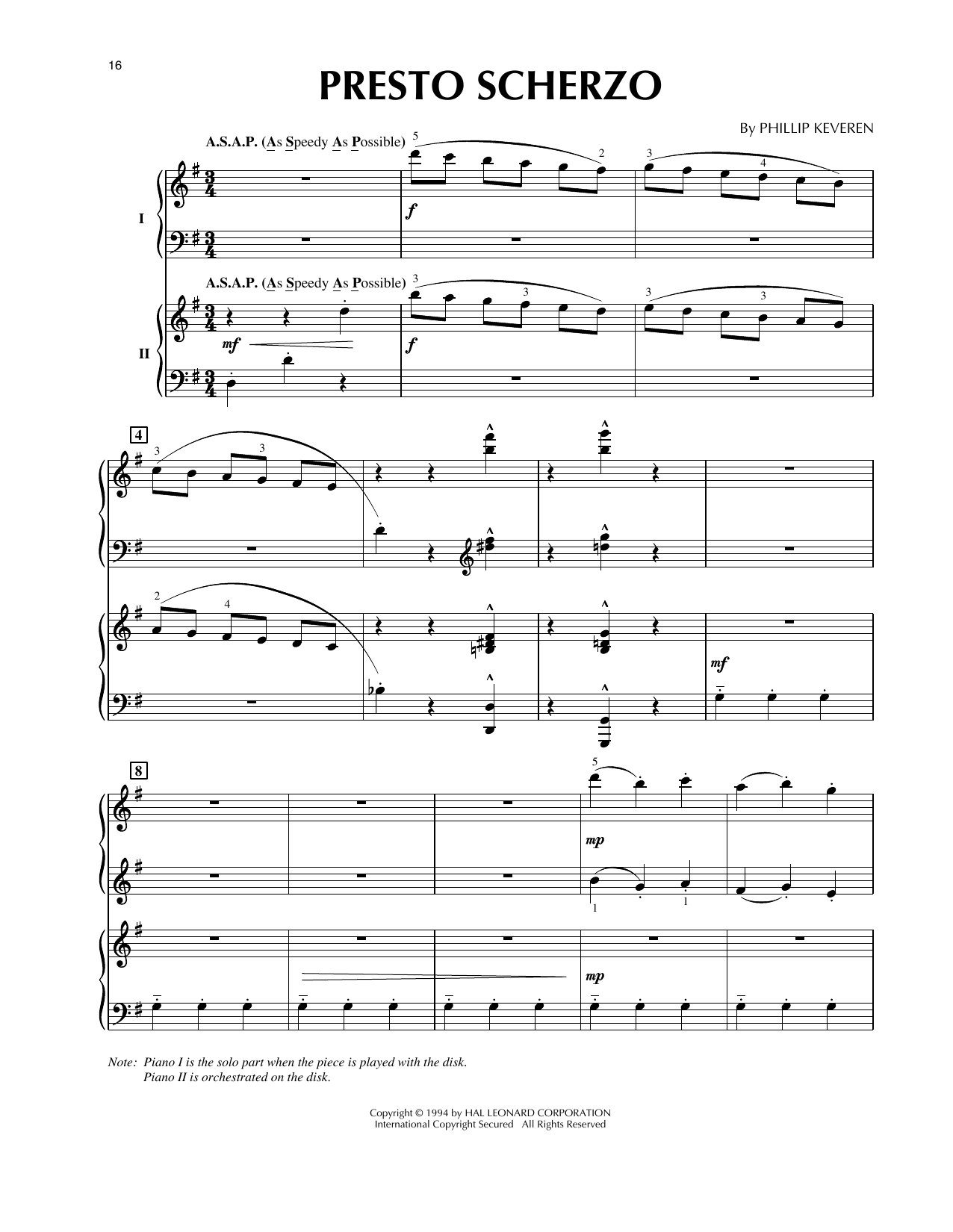Product picture to: Presto Scherzo (from Presto Scherzo) (for 2 pianos)
