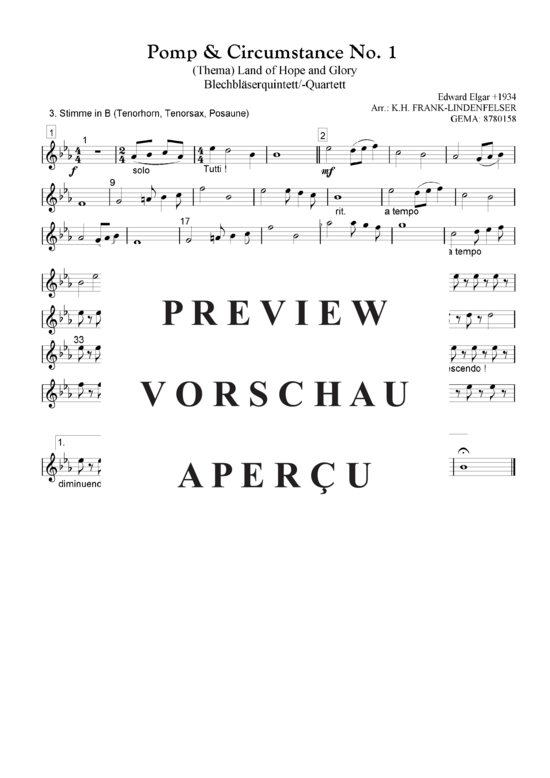 Produktgalerie: Seite 11 von 20 Thema aus Pomp and Circumstance No. 1 Quintett, variable Besetzung, , 
