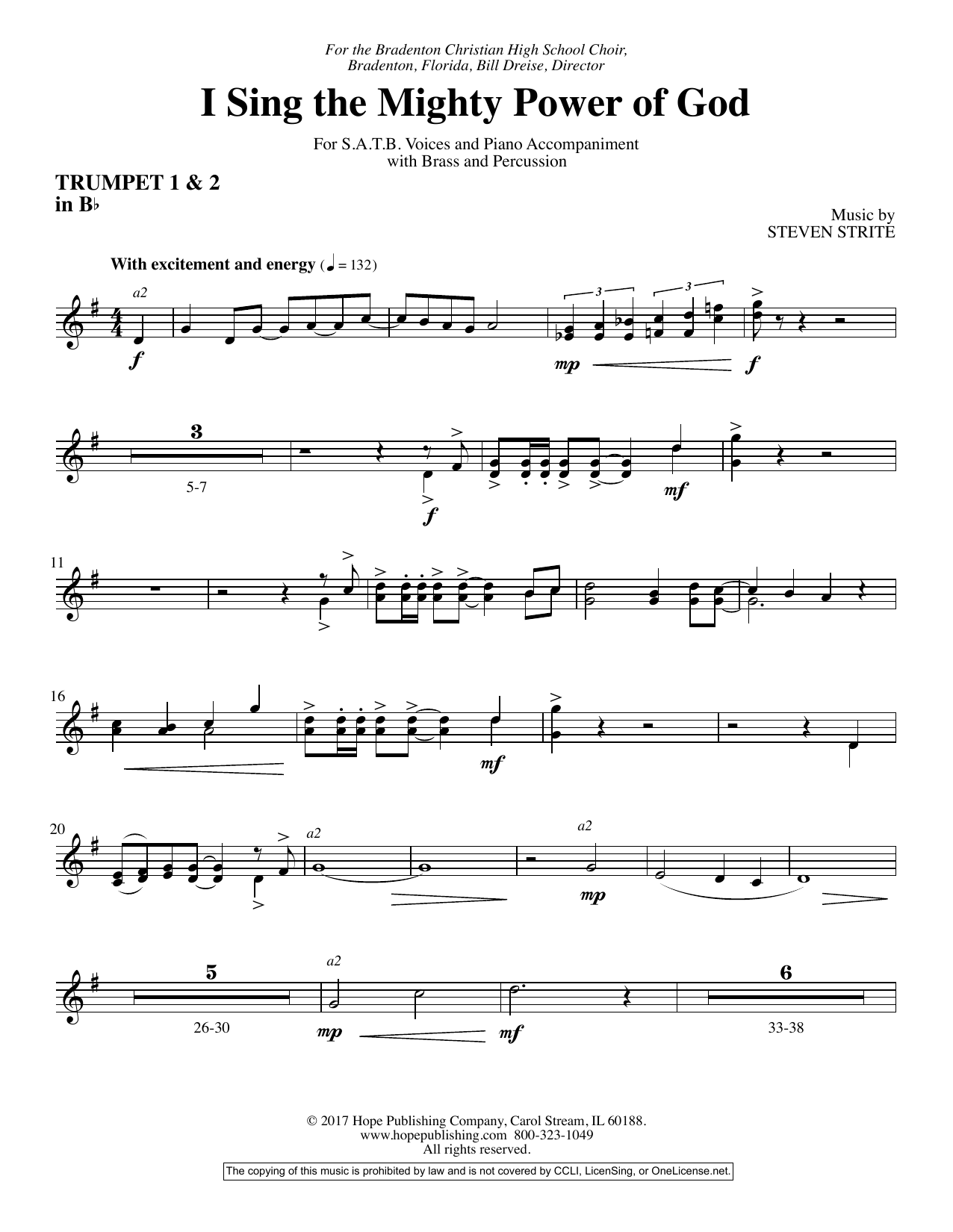 Product picture to: I Sing the Mighty Power of God - Bb Trumpet 1 & 2