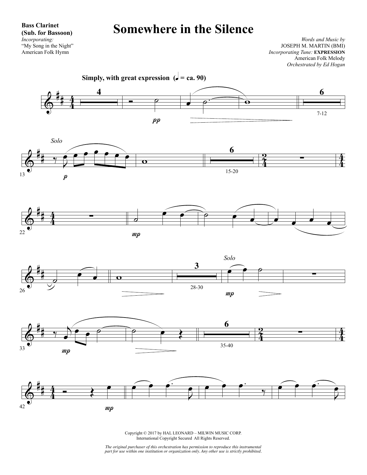 Produktbild zu: Somewhere in the Silence - Bass Clarinet (sub. Bassoon)