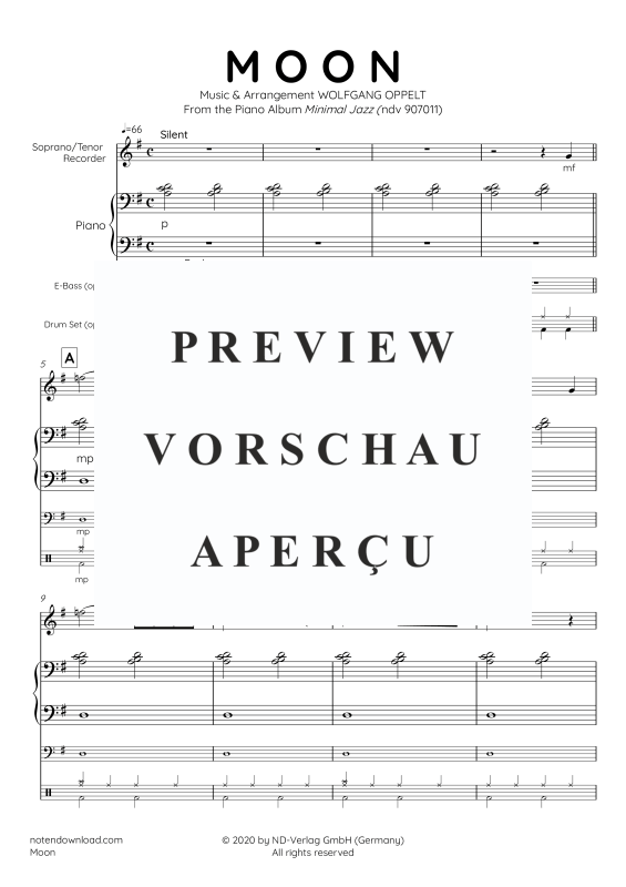 Produktgalerie: Seite 6 von 11 Moon, , Sopran Blockflöte und Klavier - E-Bass und Drum Set optional
