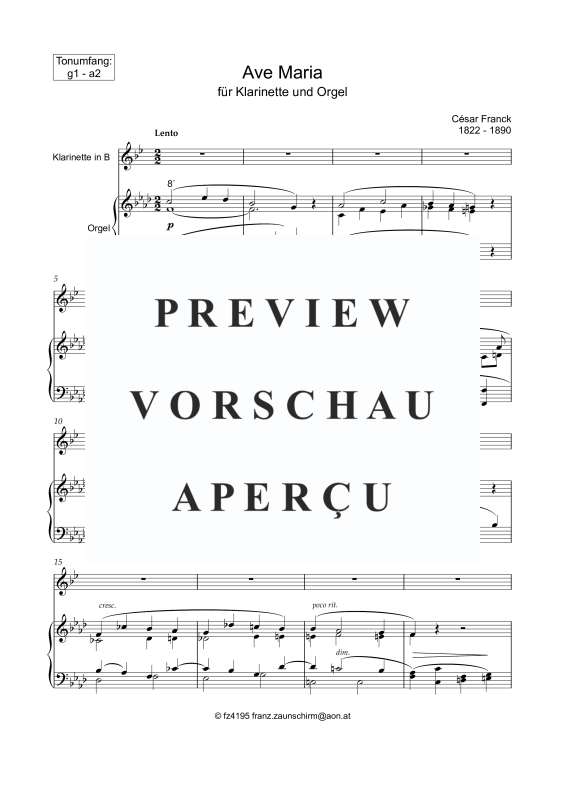 gallery: Ave Maria, , Klarinette im B und Orgel