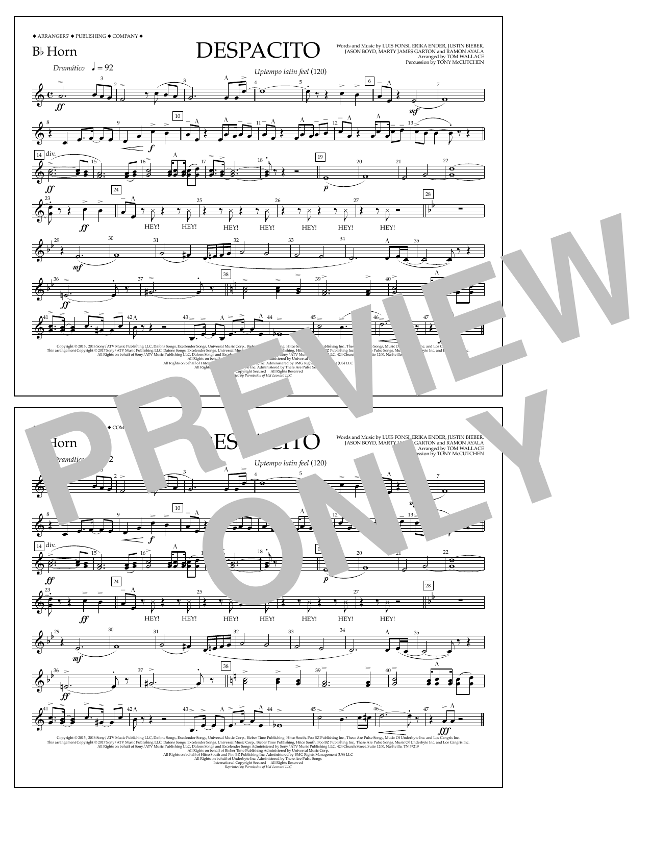 Product picture to: Despacito (arr. Tom Wallace) - Bb Horn
