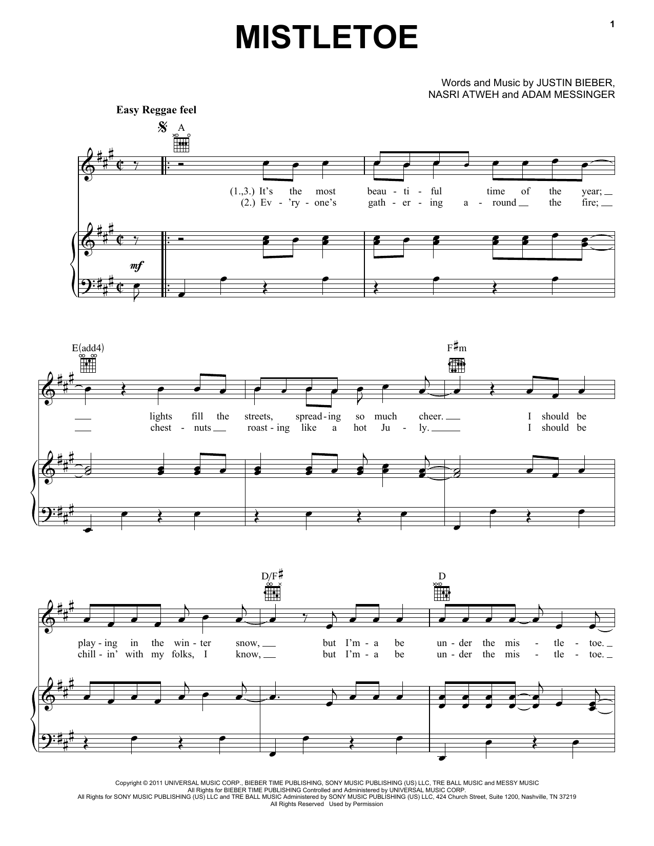 Produktgalerie: Seite 1 von 1 Mistletoe, Justin Bieber, Gesang, Gitarre, Klavier