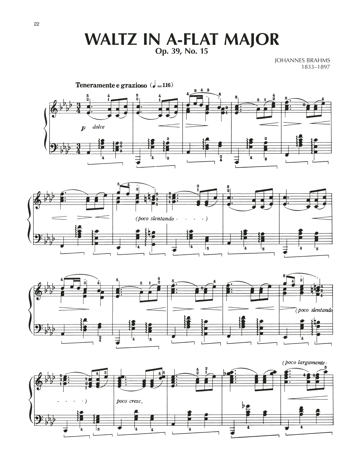 Produktgalerie: Seite 1 von 1 Waltz In A-Flat Major, Op. 39, No. 15, Johannes Brahms, Klavier